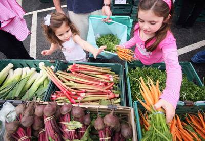 Kids enjoying the Cheboygan Farmers Market