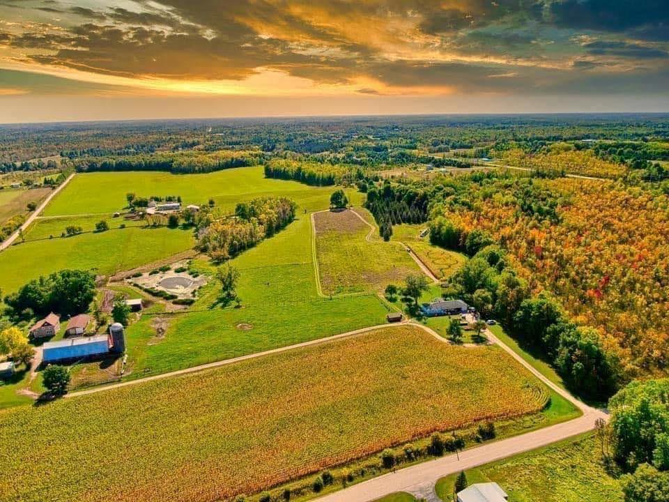 Drone shot of corn maze in Aurum at Hofer's in Wallace.