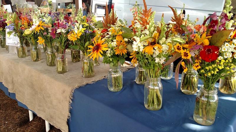 Cut flowers at the Meridian Township Farmers Market in Okemos